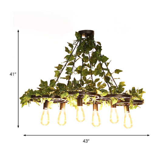 IrÃ¨ne - 6-Head 3/6 Heads Plant Ceiling Chandelier with Bare Bulb Metal Industrial Restaurant LED Pendant Light in Green