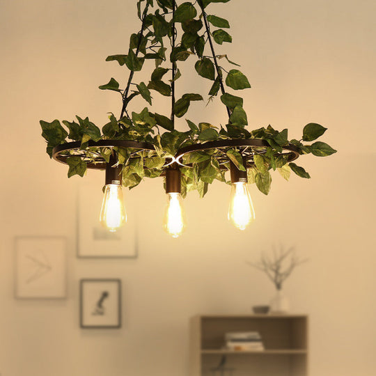 Irène - 6-Head 3/6 Heads Plant Ceiling Chandelier With Bare Bulb Metal Industrial Restaurant Led