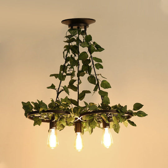 IrÃ¨ne - 6-Head 3/6 Heads Plant Ceiling Chandelier with Bare Bulb Metal Industrial Restaurant LED Pendant Light in Green