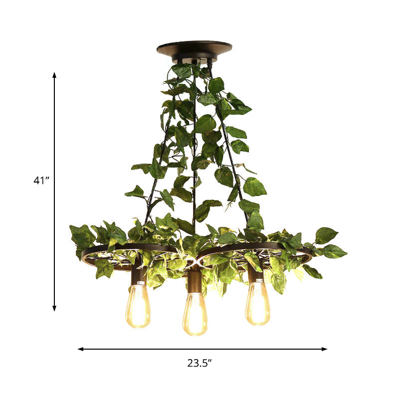 Irène - 6-Head 3/6 Heads Plant Ceiling Chandelier With Bare Bulb Metal Industrial Restaurant Led