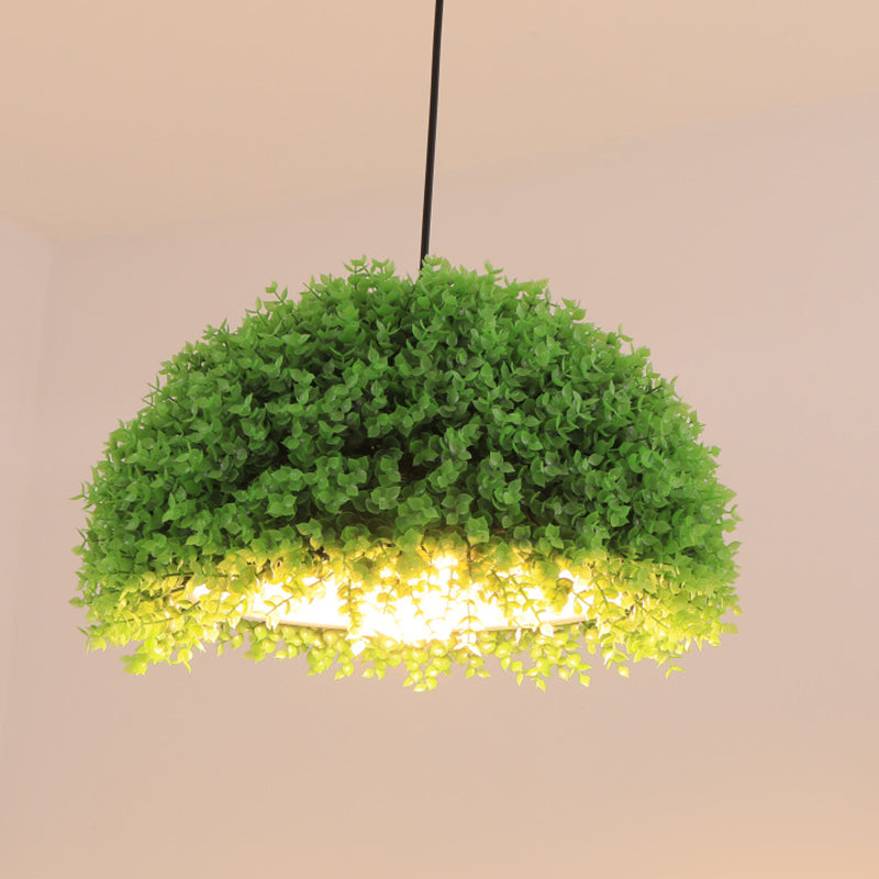 18"/21.5" Industrial Green LED Hanging Light - Metal Ceiling Suspension Lamp