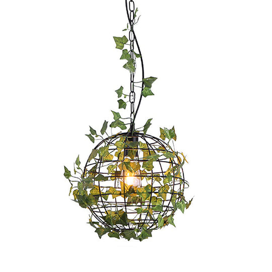 Industrial Maple Leaf/Rose/Plant Metal Pendant Light - Led Hanging Lamp Kit In Pink/Orange/Green