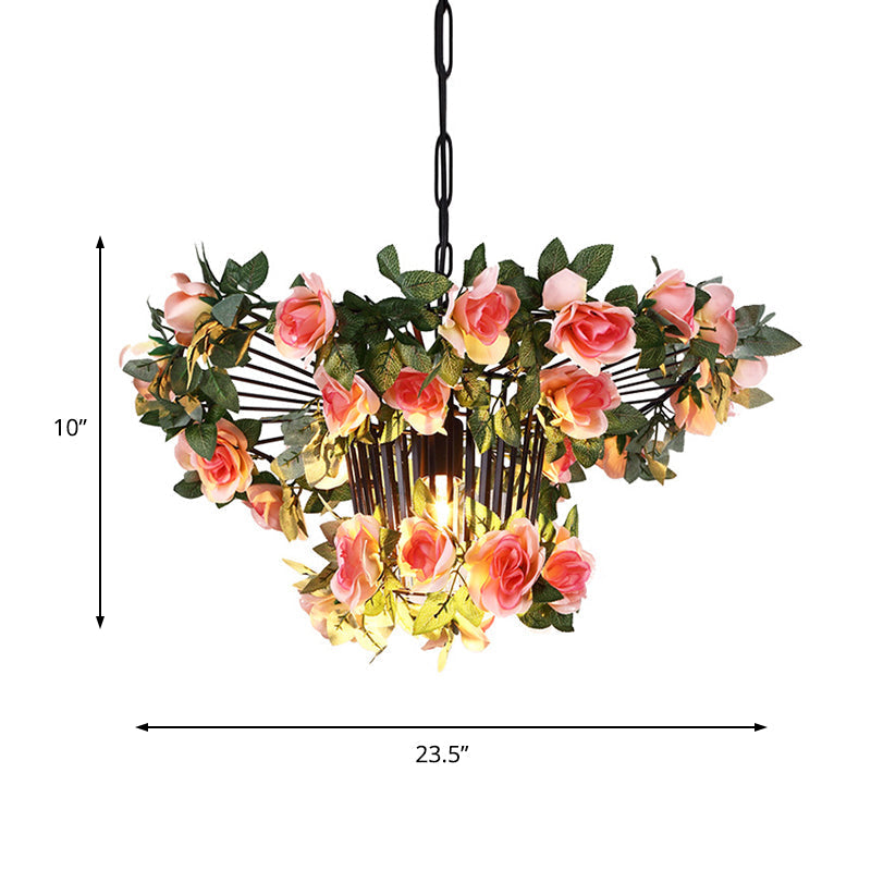 Industrial Pink Metal Pendant Light for Restaurants - 18"/23.5" Wide, 1-Light