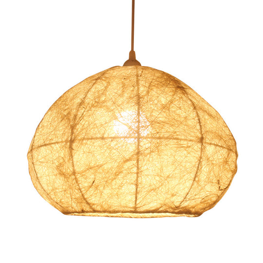 Asia Beige Pendant Lamp With Pear Bamboo Shade Stylish Ceiling Light For Dining Room