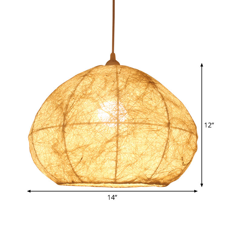 Asia Beige Pendant Lamp With Pear Bamboo Shade Stylish Ceiling Light For Dining Room