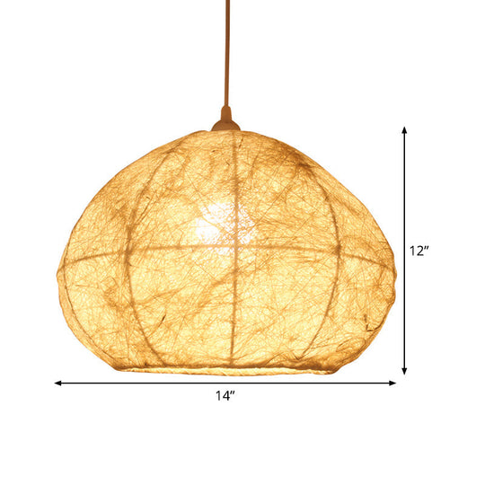 Asia Beige Pendant Lamp With Pear Bamboo Shade Stylish Ceiling Light For Dining Room