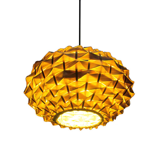 Beige Teardrop Pendant Light: Chinese Bamboo Shade Single Head Fixture