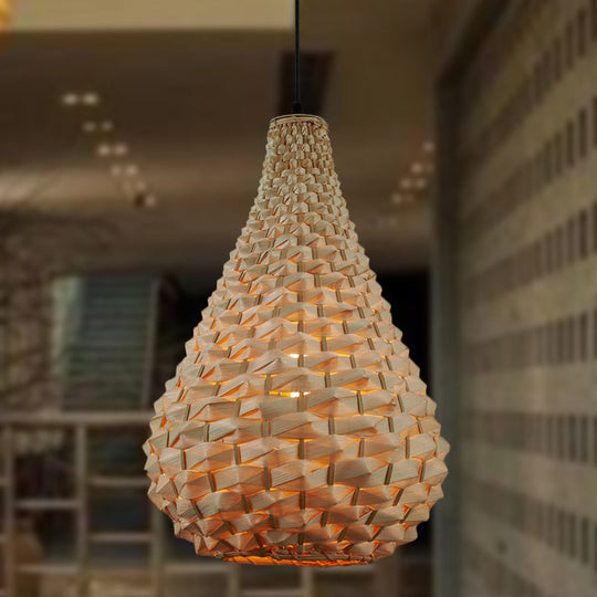 Bamboo Gourd Pendant Light - Japanese Style 1 Head Beige 8.5/14 Wide