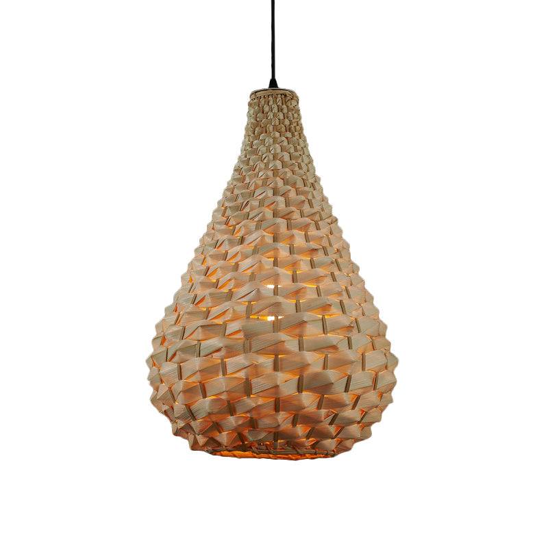 Bamboo Gourd Pendant Light - Japanese Style 1 Head Beige 8.5/14 Wide