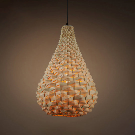 Bamboo Gourd Pendant Light - Japanese Style 1 Head Beige 8.5/14 Wide