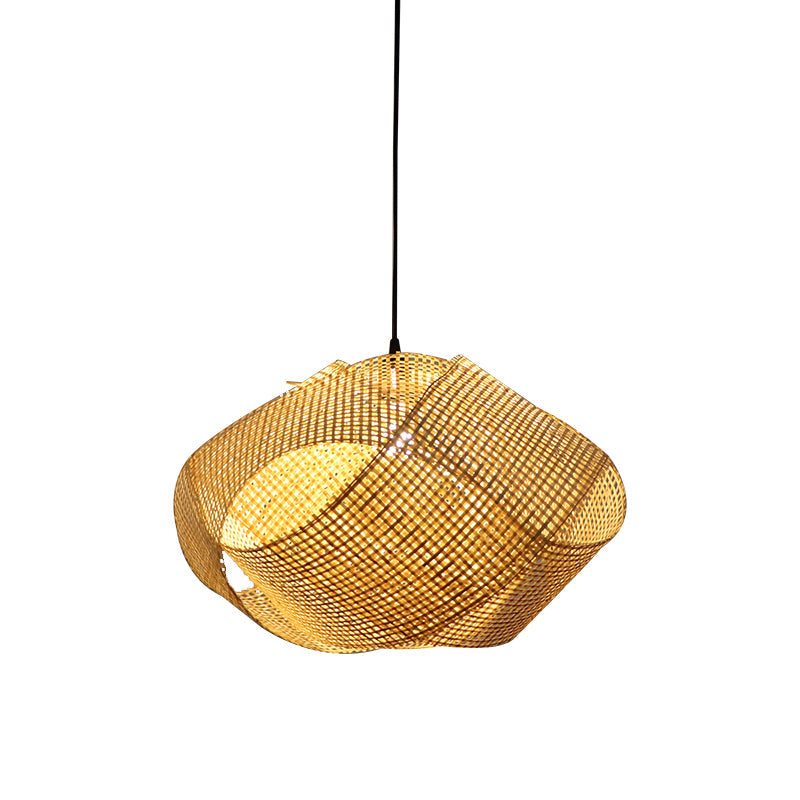 Japanese Bamboo Swirl Down Lighting - Flaxen Ceiling Suspension Lamp