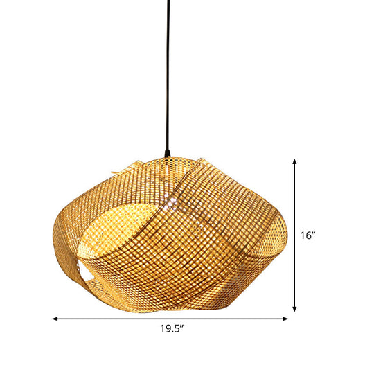 Japanese Bamboo Swirl Down Lighting - Flaxen Ceiling Suspension Lamp