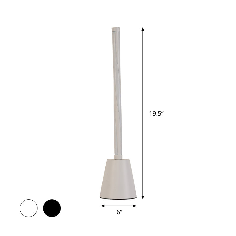 Minimalist Tubular Led Nightstand Lamp - White/Black With Acrylic Shade White/Warm Light