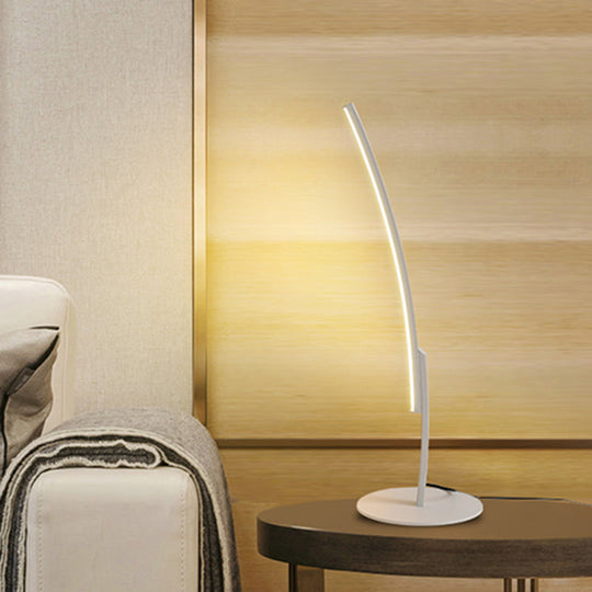 Curvy Acrylic Shade Led Desk Lamp - Modern White/Black Bedroom Task Lighting