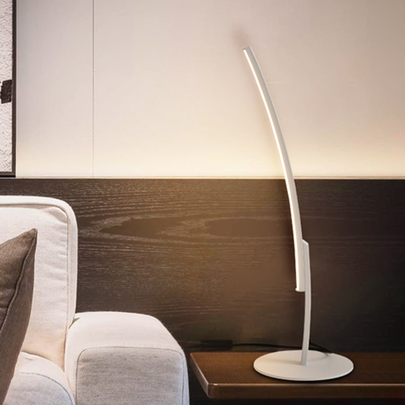 Curvy Acrylic Shade Led Desk Lamp - Modern White/Black Bedroom Task Lighting