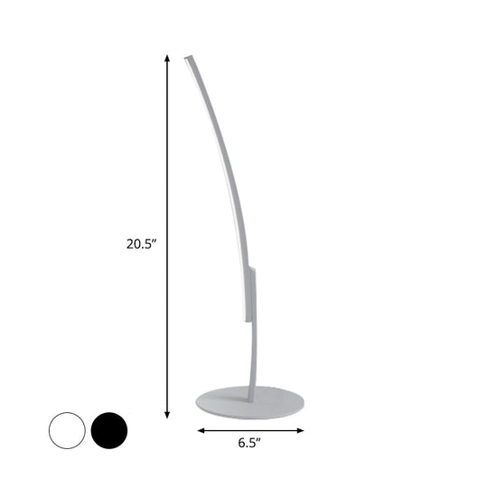 Curvy Acrylic Shade Led Desk Lamp - Modern White/Black Bedroom Task Lighting