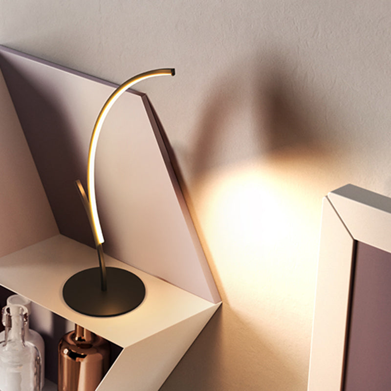 Curvy Led Night Table Lamp In Black For Bedside Reading