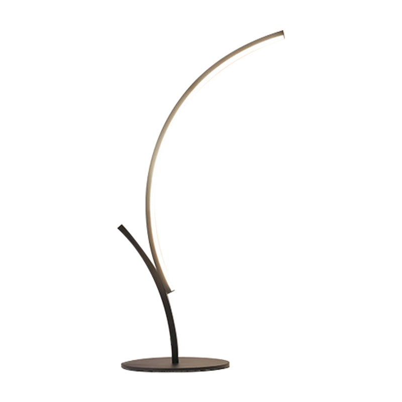 Curvy Led Night Table Lamp In Black For Bedside Reading