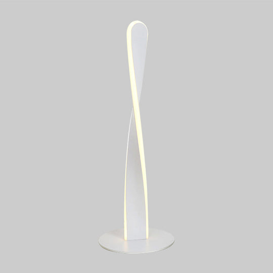 Modernist Led Desk Lamp: White Spiral Reading Light For Bedroom