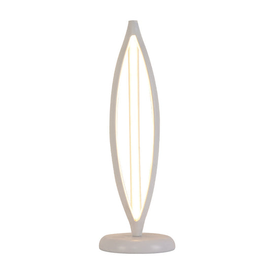 Minimalist Led Night Table Lamp - White/Black Oblong Design With Acrylic Shade And White/Warm Light