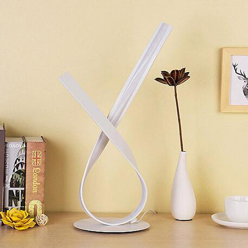 Minimalistic Twisted Desk Lamp - Acrylic Led Night Table Light For Bedside White/Warm Glow