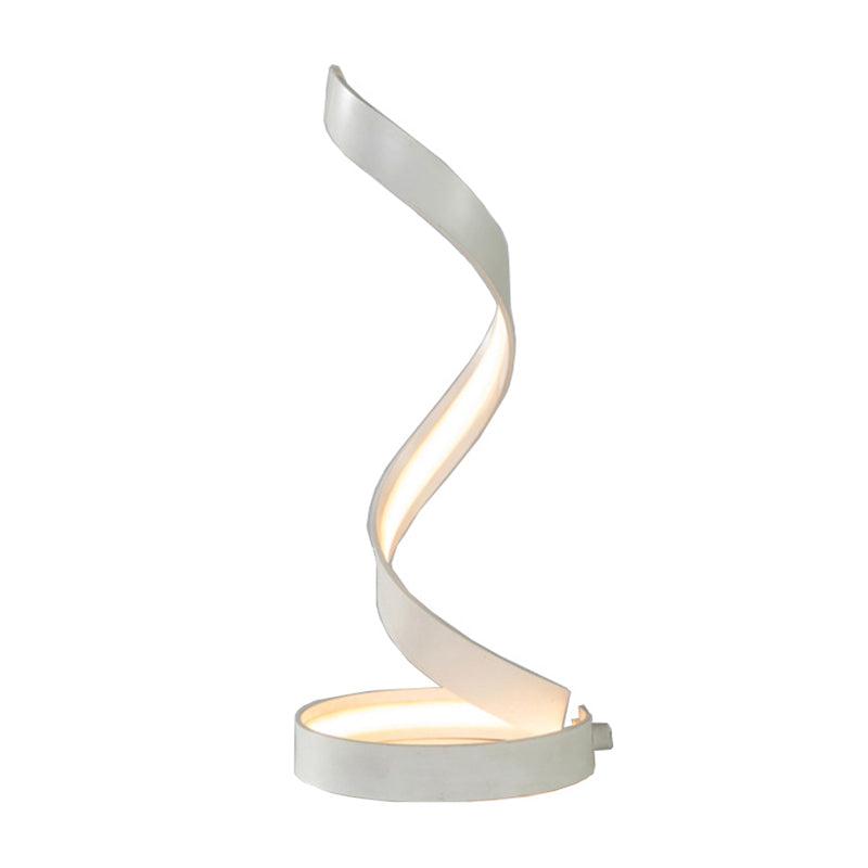 Modern Led Desk Lamp In White With Twisted Acrylic Shade