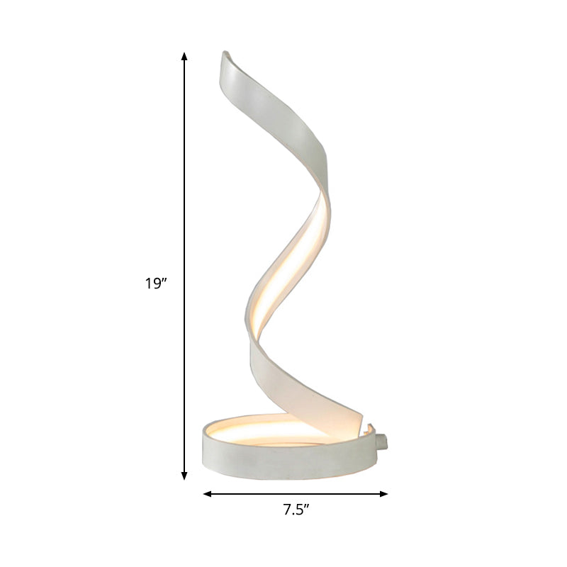 Modern Led Desk Lamp In White With Twisted Acrylic Shade