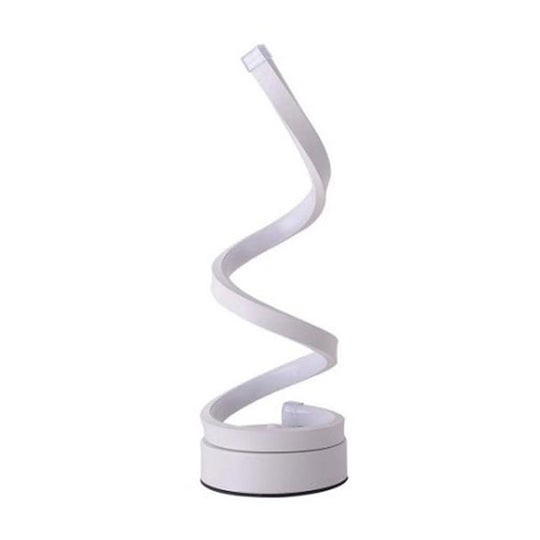 Modernist Led Desk Light: White Spiral Task Lighting With Acrylic Shade In White/Warm Light