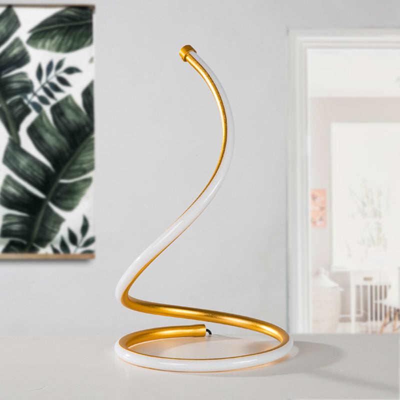 Sleek Curved Led Night Table Lamp In Gold/Silver With Minimalist Acrylic Design White/Warm Light