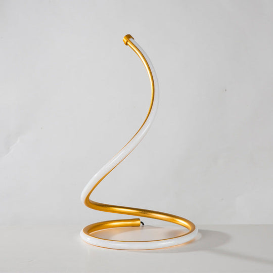 Sleek Curved Led Night Table Lamp In Gold/Silver With Minimalist Acrylic Design White/Warm Light