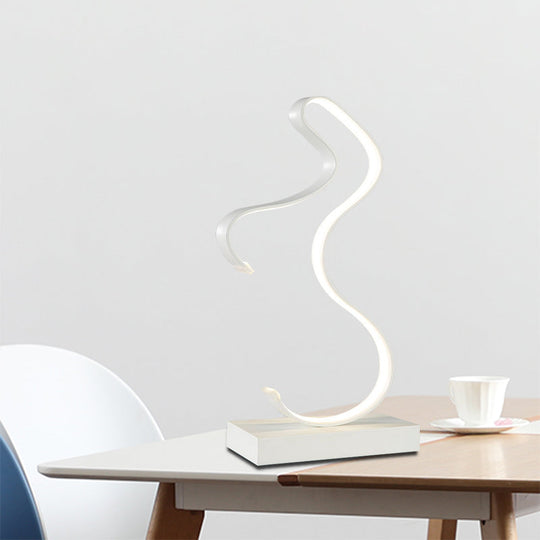 Acrylic Task Lighting Led Desk Lamp - Curvy Minimalist Design | White/Warm Light Perfect For Bedroom