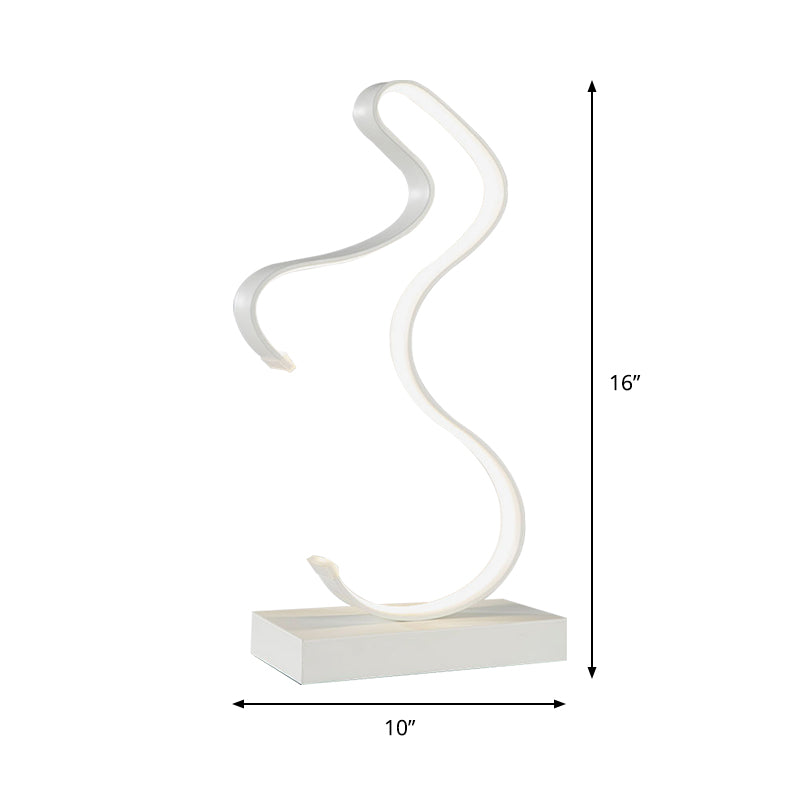 Acrylic Task Lighting Led Desk Lamp - Curvy Minimalist Design | White/Warm Light Perfect For Bedroom