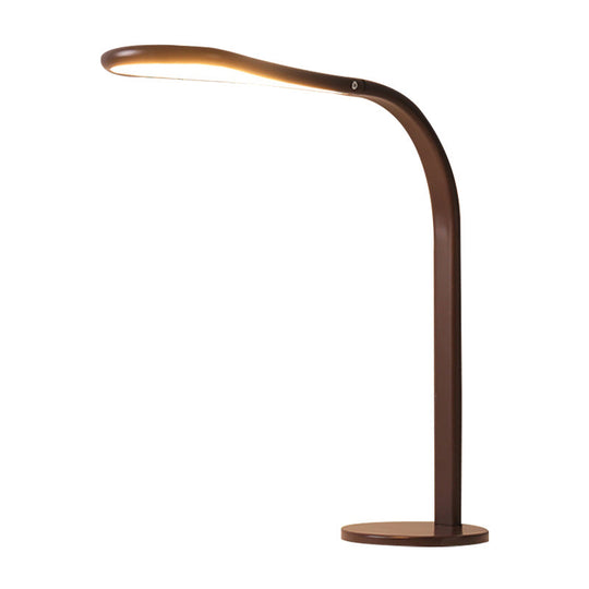 Contemporary Acrylic Led Desk Lamp: Droplet Task Light With Metal Curved Arm Coffee Finish