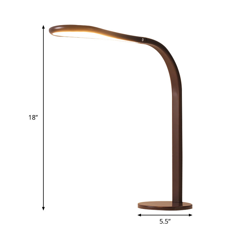 Contemporary Acrylic Led Desk Lamp: Droplet Task Light With Metal Curved Arm Coffee Finish