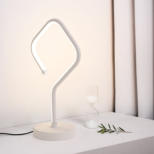 Compact White Led Desk Lamp With Acrylic Shade In Warm/White Light - Minimalist Table /