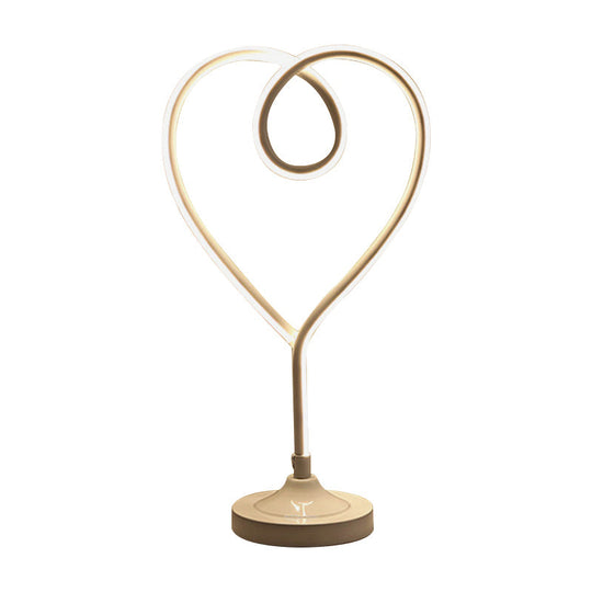 Gold/White Led Living Room Desk Light With Heart Acrylic Shade: Contemporary Task Lighting