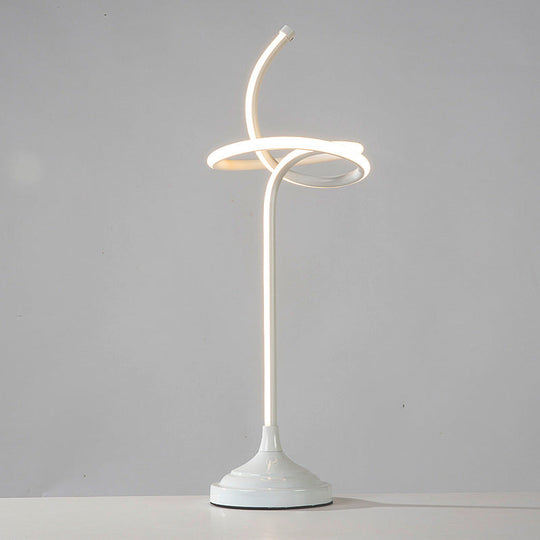 Modern Led Swirly Acrylic Night Table Lamp - White Task Lighting In Warm/White Light