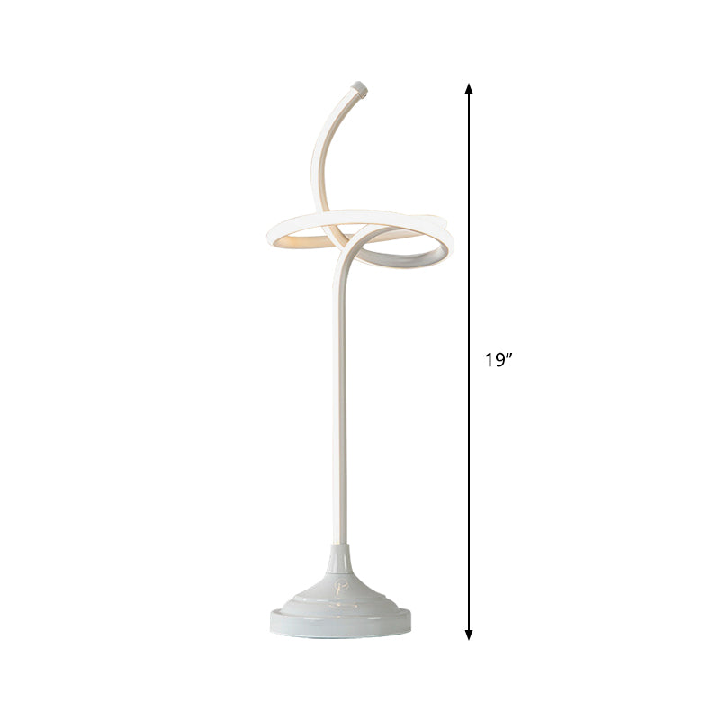 Modern Led Swirly Acrylic Night Table Lamp - White Task Lighting In Warm/White Light