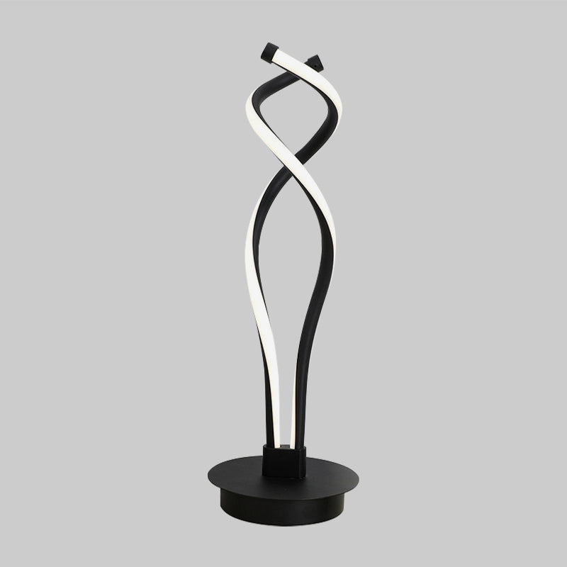 Modern Led Desk Lamp - Twist Design Minimalist Black/White Acrylic Shade Ideal For Bedroom Task