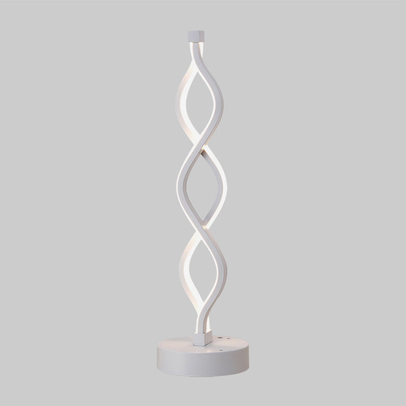 Minimalist Led Bedside Lamp With Spiral Acrylic Shade - Warm/White Light