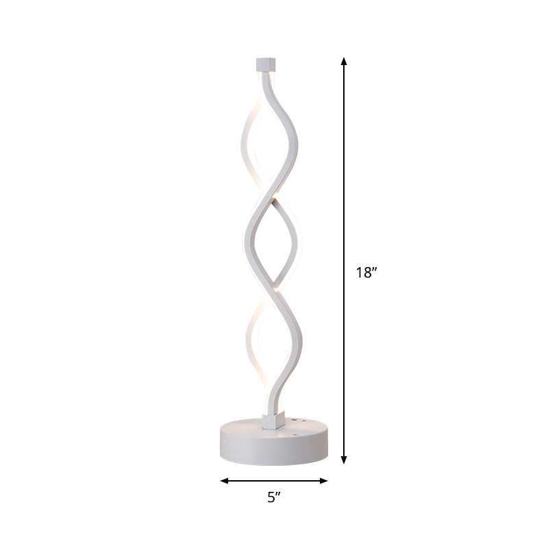 Minimalist Led Bedside Lamp With Spiral Acrylic Shade - Warm/White Light