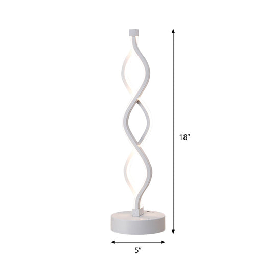 Minimalist Led Bedside Lamp With Spiral Acrylic Shade - Warm/White Light