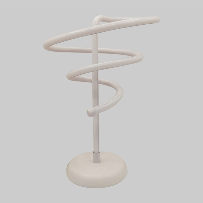 Modern White Swirly Led Desk Lamp With Metal Base - Minimalist Task Lighting Warm/White Light