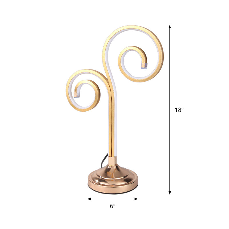 Modern Acrylic Led Night Table Lamp With Curved Design And Gold Finish - Warm/White Lighting