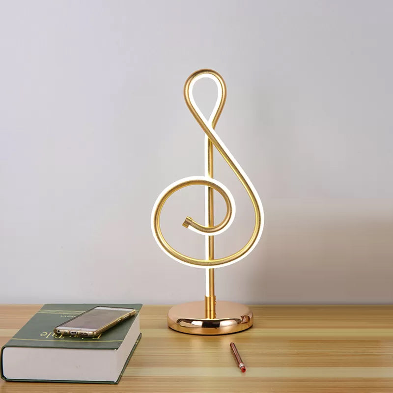 Curved Led Night Table Lamp - Gold Minimalist Task Lighting With Warm/White Ambient Light / White