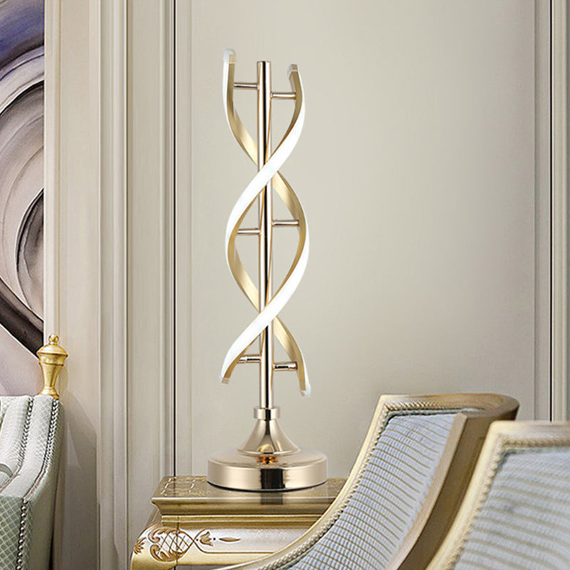 Acrylic Spiral Led Desk Lamp - Modern Small Task Lighting In Gold Warm/White Light / White