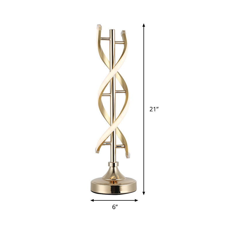 Acrylic Spiral Led Desk Lamp - Modern Small Task Lighting In Gold Warm/White Light