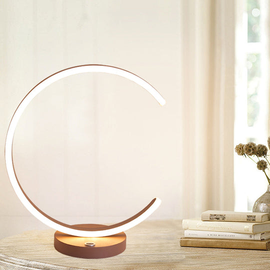 Minimalistic Led Coffee Nightstand Lamp With Curved Design Warm/White Light / Warm