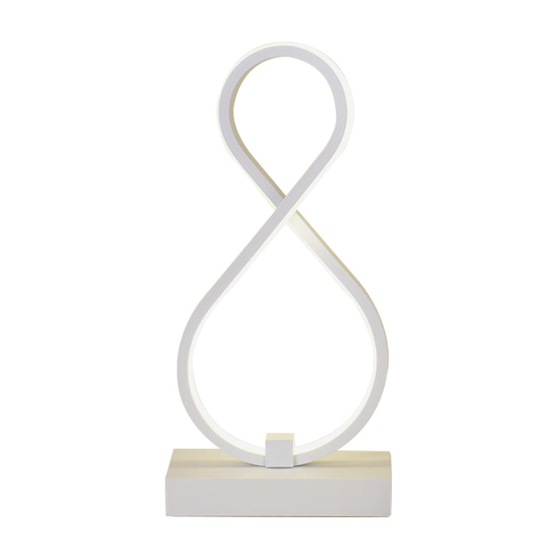 Modern Twisted Table Light: Acrylic Led Nightstand Lamp With Metal Base - White