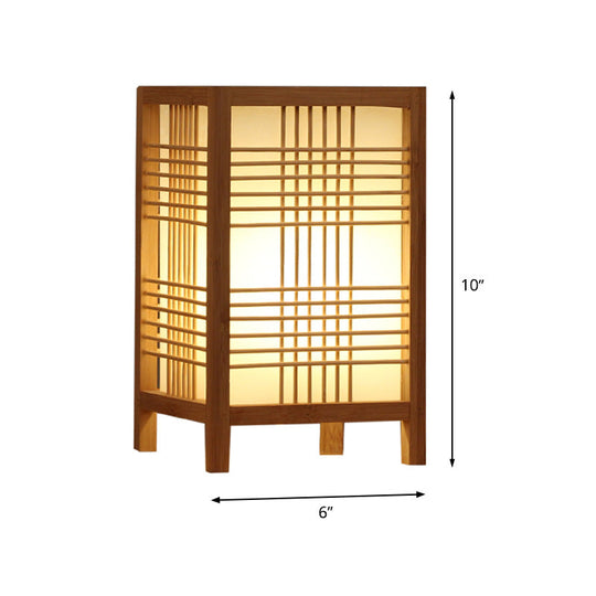 Chinese Beige Teahouse Desk Light - Rectangular Wood Shade 1 Head Task Lighting